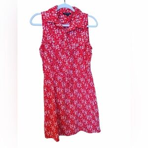 Mario Serrani Red Floral Tunic Dress-Drawstring Waist-Size Medium